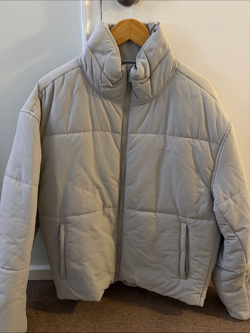 Calvin Klein Light Gray Puffer Jacket for Men